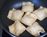 納豆キムチーズとキノコの薄揚げ包み焼き作り方5写真