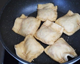 納豆キムチーズとキノコの薄揚げ包み焼き作り方5写真