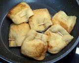 納豆キムチーズとキノコの薄揚げ包み焼き作り方6写真