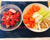 牛すね肉の赤ワイン煮込み(野菜たっぷり)作り方1写真