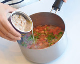 妊娠、授乳に！さば缶と豆苗の押し麦スープ作り方3写真