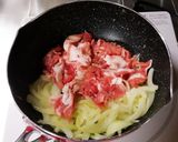 豚こまトマトソースパスタ作り方4写真