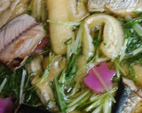 ミニチュア☆焼きさんまと水菜の卵とじ☆*作り方12写真