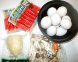 天津飯の卵♪簡単あん甘酢カニカマと作り方1写真