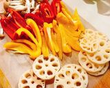 ☆鱈と蓮根パプリカきのこの甘酢あん炒め☆作り方1写真