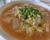 白菜と鶏ひきで汁だく麻婆白菜作り方6写真