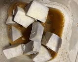 さばの味噌煮のたれを使って納豆里芋作り方2写真