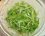 水菜の梅肉ソース和え＆カリカリ薄揚げ添え作り方5写真