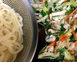 豚バラと水菜&白菜で☆和風だしの焼うどん作り方5写真