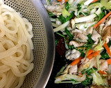 豚バラと水菜&白菜で☆和風だしの焼うどん作り方5写真