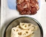 蓮根と鶏もも肉のバタポン炒め作り方1写真