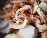 鶏もも肉と京芋と玉葱のカルボナーラ炒め作り方5写真