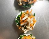 肉詰め豆腐餃子風と野菜のレンジ酒蒸し作り方12写真