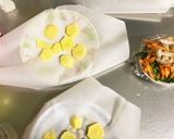 肉詰め豆腐餃子風と野菜のレンジ酒蒸し作り方14写真
