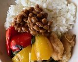 納豆と鶏の酢豚風ご飯作り方2写真