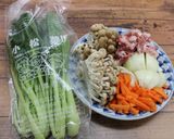 野菜と豚肉の彩りクリーム丼作り方1写真