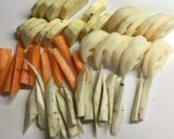 豚バラと根野菜の揚げ炒め。作り方2写真