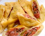 〜給料日前お助けレシピ〜油揚げミンチ焼き作り方3写真