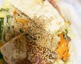 肉詰め豆腐餃子風と野菜のレンジ酒蒸し作り方19写真