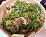牛コマとゴーヤのチーズ焼き作り方4写真