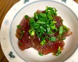 薫製にした鮪のにんにく・わさび・葱まみれ作り方7写真