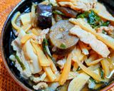 茄子の肉ニラ筍あんかけうどん作り方5写真