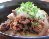温泉卵がとろ~り! 絶品!! 牛丼作り方4写真