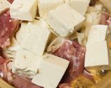 鍋の素活用●鶏肉＆豆腐のキムチうどん寄鍋作り方3写真