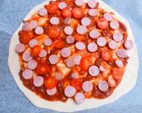 簡単♪たっぷりソーセージの手捏ねピザ作り方8写真