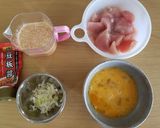 むね肉とふわふわたまごのチリマヨ炒め作り方1写真