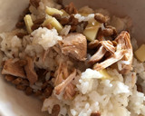 納豆と鶏胸肉のさっぱり煮の混ぜご飯作り方5写真