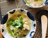 七草粥風*たらとパクチーのおかゆ作り方6写真