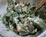 鶏肉とちぢみほうれん草のかき揚げ作り方2写真