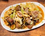 豚のかしら肉と茄子のニンニク味噌野菜炒め作り方7写真
