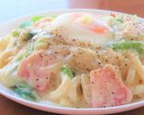 ベーコンと小松菜の豆乳クリームうどん作り方4写真