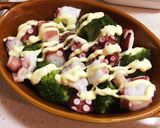 タコとブロッコリーのチーズパン粉焼き作り方3写真