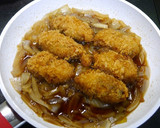 簡単！カキフライ丼☆とろとろ玉葱作り方3写真