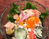 半熟卵で作るカラフル卵マカロニサラダ作り方11写真