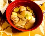 具ゴロゴロ簡単鶏肉と大根と豆腐のごぼう汁作り方4写真