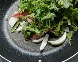 糖尿食春菊とハムのカレー炒め作り方4写真