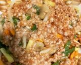 全てレンジタコライス味ひき肉のせドーム蒸作り方14写真