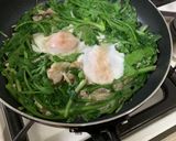 春菊と豚肉のニラ玉風作り方4写真