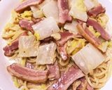 白菜ベーコンの牛乳バタースープパスタ作り方4写真