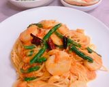 帆立貝柱とインゲンのトマトクリームパスタ作り方11写真