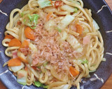 簡単スピード料理！たっぷり白菜の焼うどん作り方5写真