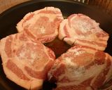 豚肉ステーキ♪マッシュルームクリーム大葉作り方4写真