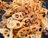 ★牛肉と蓮根、舞茸のオイマヨ醤油炒め★作り方7写真