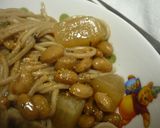 煮物の残りで簡単ランチ　温か納豆蕎麦作り方5写真