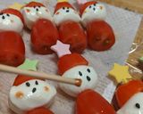 クリスマス付け合せ　トマトチーズサンタ作り方3写真