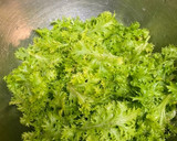 わさび菜と干しえびの塩炒め☆仕上げごま油作り方2写真